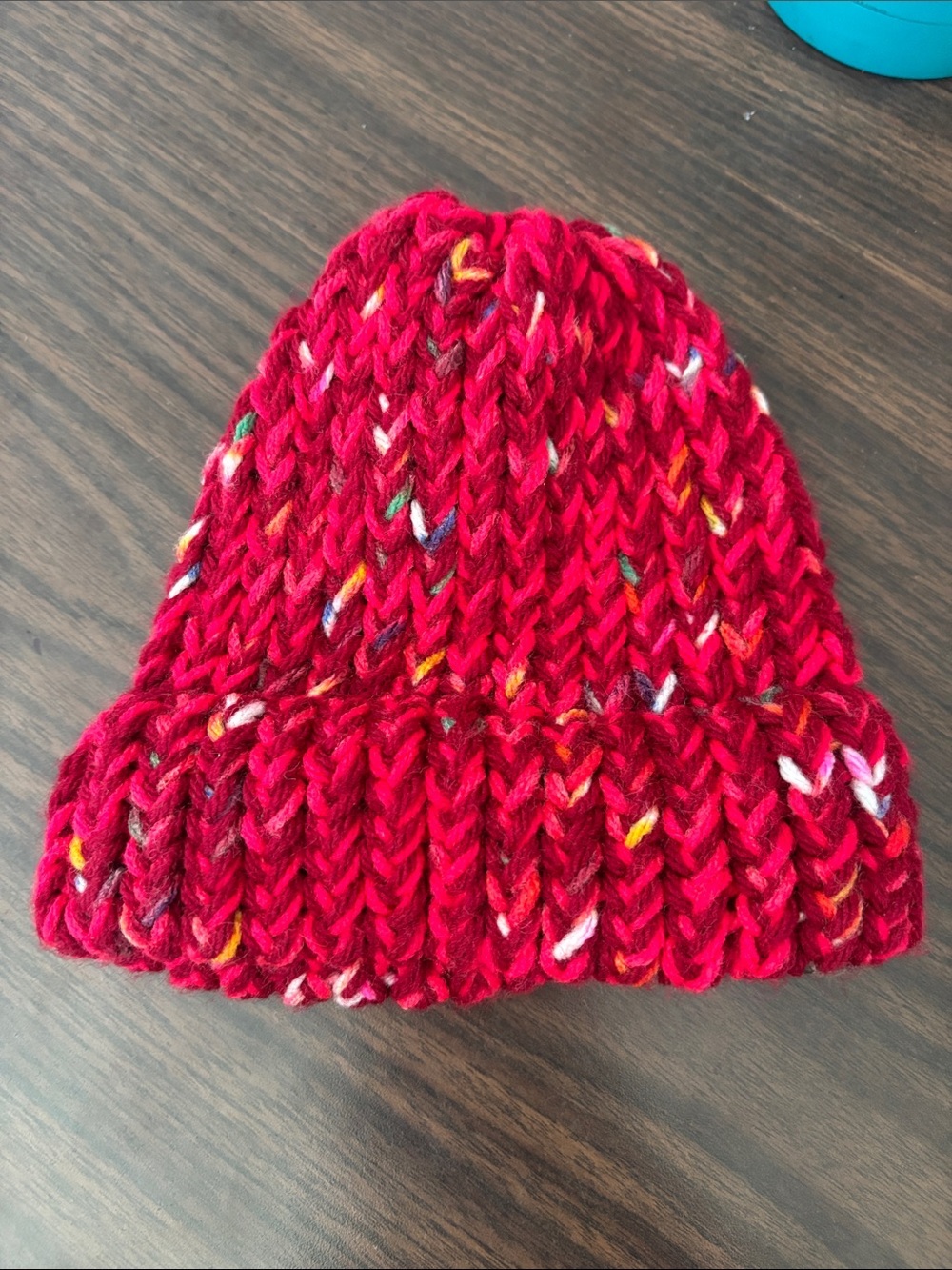 Kids Red Speckled Knit Beanie